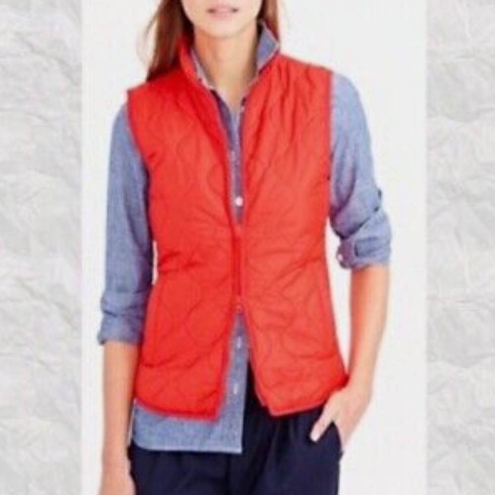J. Crew Women's Primaloft Layering Vest in the Color Sweet Persimmon Siz…